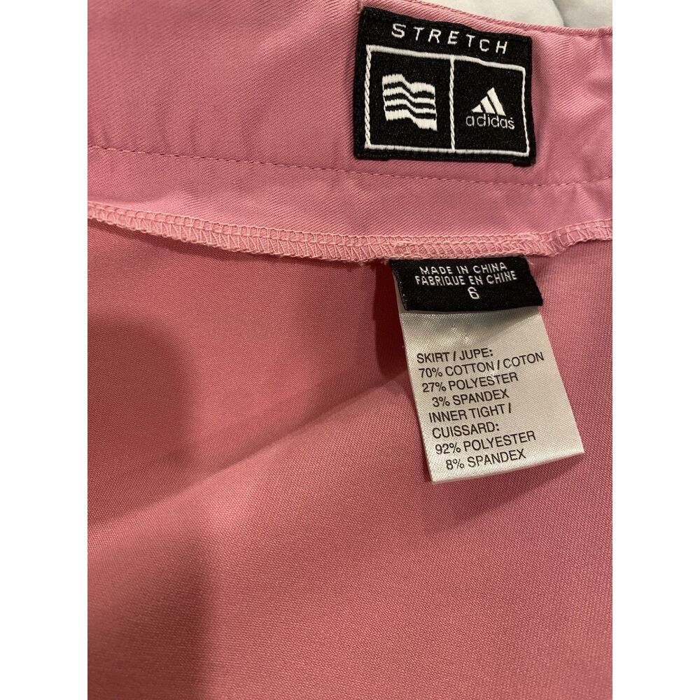 Adidas Skort Sz 6 Barbie Pink STRETCH Golf Skirt Tennis Activewear Shorts FLAW - Picture 8 of 10